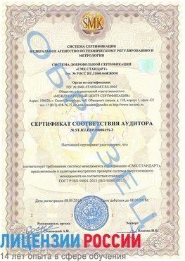 Образец сертификата соответствия аудитора №ST.RU.EXP.00006191-3 Новокузнецк Сертификат ISO 50001